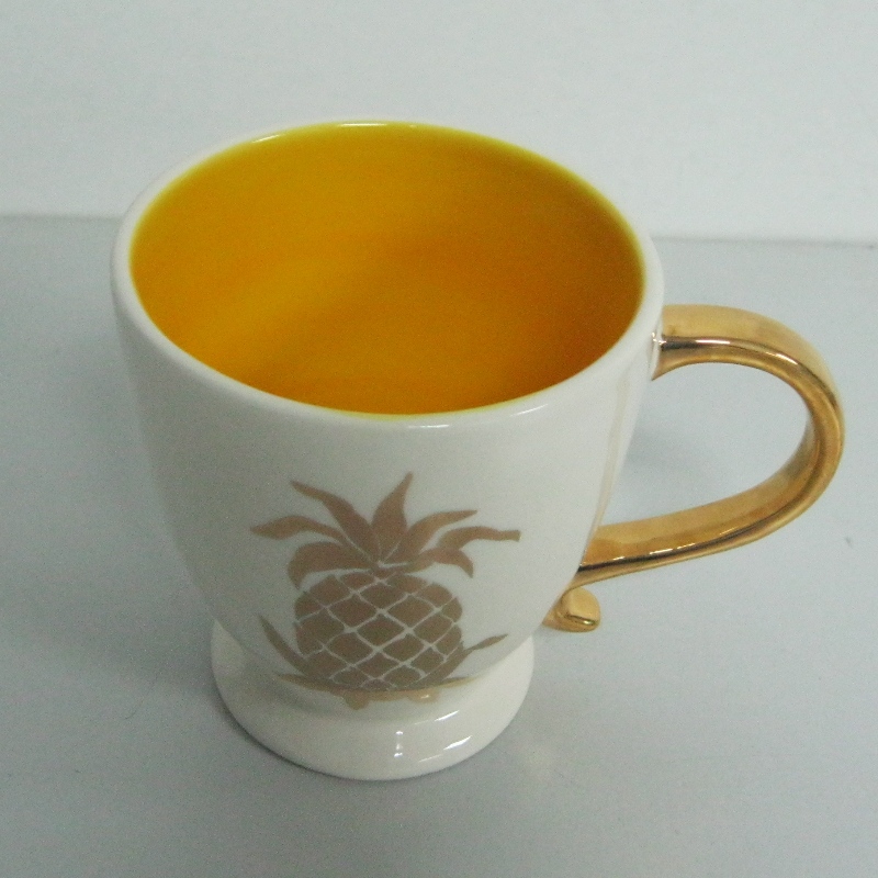 Logo Custom Gold Metallic Decal Promotion Keramik Mug Kaffee Mug